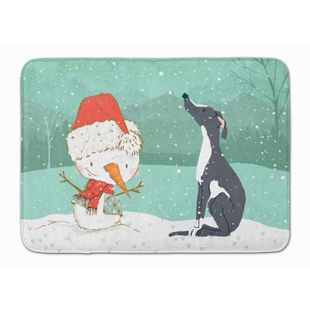 Carolines Treasures Black Greyhound Snowman Christmas Machine Washable Memory Foam Mat CK2044RUG